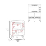 Tori 42" Tall One-Door Bar Cabinet with Three Cubbies, Three Shelves, Top Prep surface with Rail for B070P286436