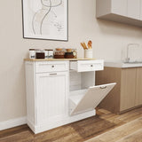Two Drawers and Two-Compartment Tilt-Out Trash Cabinet Kitchen Trash Cabinet-White W282P160454