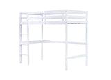 ZNTS Twin High Loft Bed, Rubber Wood Loft Bed with Safety Guardrail, built-in desk, ladder,White W504P206979