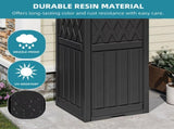 32 Gallon Outdoor Trash Can, Waterproof Resin Garbage Bin with Lid & Drip Tray for Porch Backyard 29856057
