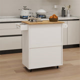 ZNTS Kitchen island rolling trolley cart with Adjustable Shelves & towel rack & seasoning rack rubber 06552763