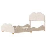 ZNTS Full Size Upholstered Platform Bed with Cloud Shaped bed board, Beige WF310565AAA