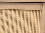 Mid-Century Modern Storage Cabinet with Woven Rattan Doors, Open Shelves & Adjustable Shelves W3151P288913