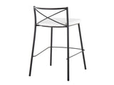 Modern 30" Contemporary Fixed-Height Barstool in Black Metal and White Faux Leather - Set of 2 B202P222255