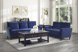 Blue Velvet Upholstery 1pc Comfort Loveseat Plush Seatbacks Tufted Detail Solid Wood Frame Modern B011P204911
