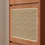 Rattan Shoe Cabinet for Entryway, Free Standing Shoe Rack with 3 Flip Drawers & Black Pegboard, W1801P172870