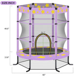 ZNTS 55 Inch Kids Trampoline with Safety Enclosure Net, 4.5FT Outdoor Indoor Trampoline for Kids 48122796