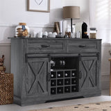 ZNTS Adjustable Dark Gray Barn Door Pantry Sideboard Bar Storage Cabinet With Doors And Shelves Dining W1828137436