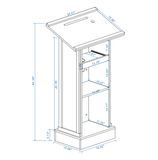 Wood Podium Stand, 44" Tall Wooden Lectern with Mic Stand Space, sliding shelf with cup holder and W1120P330144