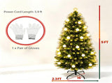 5 FT Pre-Lit Artificial Christmas Tree with 8 Lighting Modes, Frosted PE PVC Fir Tree, Warm LED & 58478620