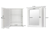 Single Door Mirror Indoor Bathroom Wall Mounted Cabinet Shelf White 90390074