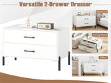 White 2-Drawer Nightstand with Anti-Tipping Kit & Metal Legs, Modern Minimalist Storage Nightstand 83414498