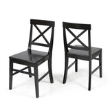 ZNTS Roshan Farmhouse Acacia Wood Dining Chairs, Black 62888.00BLK