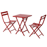 ZNTS 3 Piece Patio Bistro Set of Foldable Square Table and Chairs, Red W1586P143186