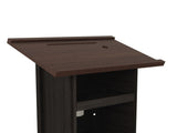 Wood Podium Stand, 44" Tall Wooden Lectern with Mic Stand Space, sliding shelf with cup holder and 17888935
