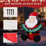 5.8FT Lighted Christmas Inflatable Decoration, Inflatable Santa Claus Holding Banner, Funny Blow Up 24353622