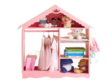 Pink and white star-printed MDF, spray-painted, 1 mirror, 3-tier shelf, 1 clothes rod, children's 45801405