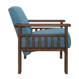 Blue Fabric Upholstered 1pc Accent Chair Walnut Finish Wood Durable Modern Home Furniture Padded B011P256308