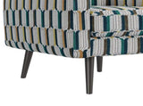 Darien Accent Arm Chair in Yellow, Olive and Navy Stripe Pattern with Dark Brown Solid Wood Legs B127P495074