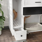 Cat Litter Box Enclosure, Indoor Hidden Cat Litter Box Furniture with 2 Drawers and Door, Cat House N704P287849D