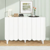ON-TREND Cream Style Minimalist Shoe Cabinet with 5 Solid Wood Legs, Sideboard Buffet Cabinet with N721P180695K