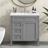 30'' Bathroom Vanity with Top Sink, Modern Bathroom Storage Cabinet with 2 Drawers and a Tip-out N710P206904E