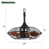 20 Inch Downrod Mount Ceiling Fan LED 18W 3CCT 5 ABS Blades DC Motor with Hanging and Hook for W934P230673
