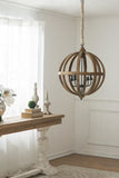 4 - Light Wood Chandelier, Hanging Light Fixture with Adjustable Chain for Kitchen Dining Room Foyer W2078138926
