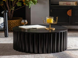Round Coffee Table With Lift Handcrafted Relief Sturdy Pedestal Wooden Tea Table for Living Room no W3081P360271