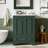 24'' Bathroom Vanity with Ceramic Sink Combo, Modern Freestanding Storage Cabinet with Silver N710P194893F