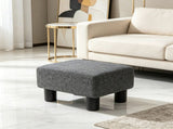 Small Charcoal Gray Linen Foot Stool Cube Ottoman Foot Rest with Sturdy Plastic Legs for Cozy 27535159