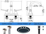 2-Handle 4-Inch Oil Rubbed Bronze Bathroom Faucet, Bathroom Vanity Sink Faucets with Pop-up Drain 95553144