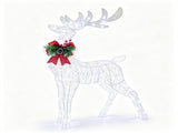 33" x 12" x 53" Lighted Christmas Reindeer Decoration, 120 Cold LED Lights Glitter Antlers with Red 38457787