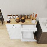 Two Drawers and Two-Compartment Tilt-Out Trash Cabinet Kitchen Trash Cabinet-White W282P160454