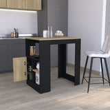 Stirling Kitchen Island with 1-Door Cabinet Push to open System and Side Shelves Black - Natural Oak B070P242483