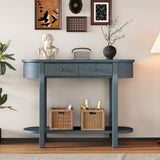 TREXM Elegant Retro Console Table with Curved Design Smooth Glaze for Entryways, Living Rooms N715P230796M