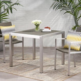 Outdoor Dining Table - Anodized Aluminum - Wicker Table Top - Square - Silver and Gray - 35" 64420.00