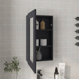 Medicine Cabinet 25.7" H, 1 Door, 3 Shelves, 1 Mirror, Black B097P250883