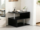 20" Modern S-Shaped End Table with Storage Shelf & Steel Poles Sleek Black Accent Side Table for 22517581