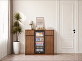 53.2"Fluted Buffet Wine Cabinet with Mini Fridge Nook, Charging 40205008