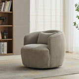 34.25 "Wide Upholstered Corduroy 360&deg Swivel Barrel Soft Accent Chair with Pillow, Circular W3118P253971