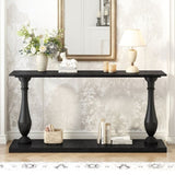 U_STYLE Vintage Sofa Table Console Table with Luxurious Pine Veneer and Elegance Vase-Leg Design,for N711P261924B