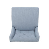 Vienna Contemporary Fabric Tufted Wingback 27 Inch Counter Stools, Set of 2, Light Blue and Natural 64853.00LBLU