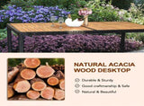 7 Piece Patio Dining Set, Outdoor Patio Conversation Set with Acacia Wood Table Top and Rattan 90467533