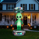 8.2FT Tall Halloween Inflatable Outdoor Decoration, Blow Up UFO with Alien Halloween Decor with 36090096
