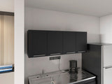 Stockton Rectangle Four Swing Doors Wall Cabinet Black Wengue B06280441