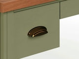 53 inch Writing Desk, No Assembly Required, Sage Green and Fruitwood Finish B108P160216