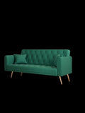 71 inch convertible love seat sofa, American retro green velvet, suitable for small living room, W165880949