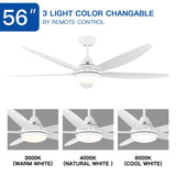 ZNTS 56 In Intergrated LED Ceiling Fan Lighting with White ABS Blade W136755949