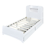 ZNTS Twin Size Storage Platform Bed Frame with with Two Drawers and Light Strip Design in Headboard,White WF313513AAK